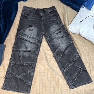 Distressed Patchwork Denim